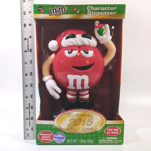 2015 Limited Edition M&M’s Character Dispenser RED Christmas Santa Mistletoe New - Picture 3 of 7